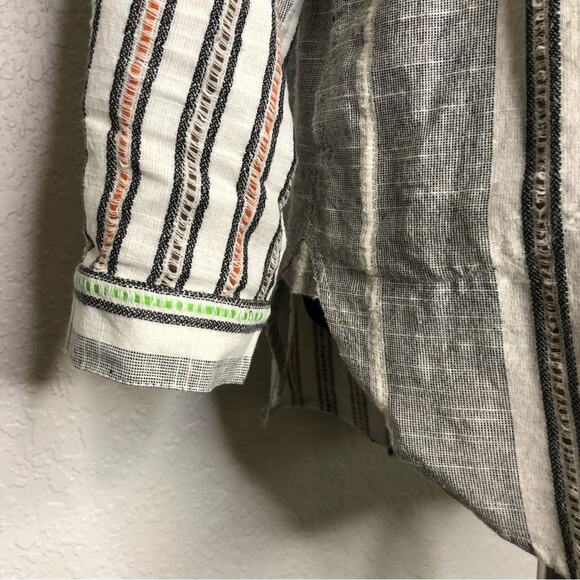 Soft Surroundings black white striped embroidered popover tunic top Petite Small - Picture 8 of 15